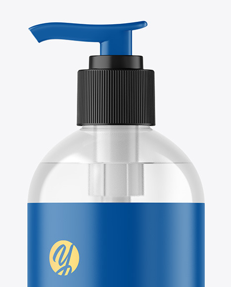 Clear Cosmetic Bottle with Pump Mockup Clear Cosmetic Bottle with Pump Mockup