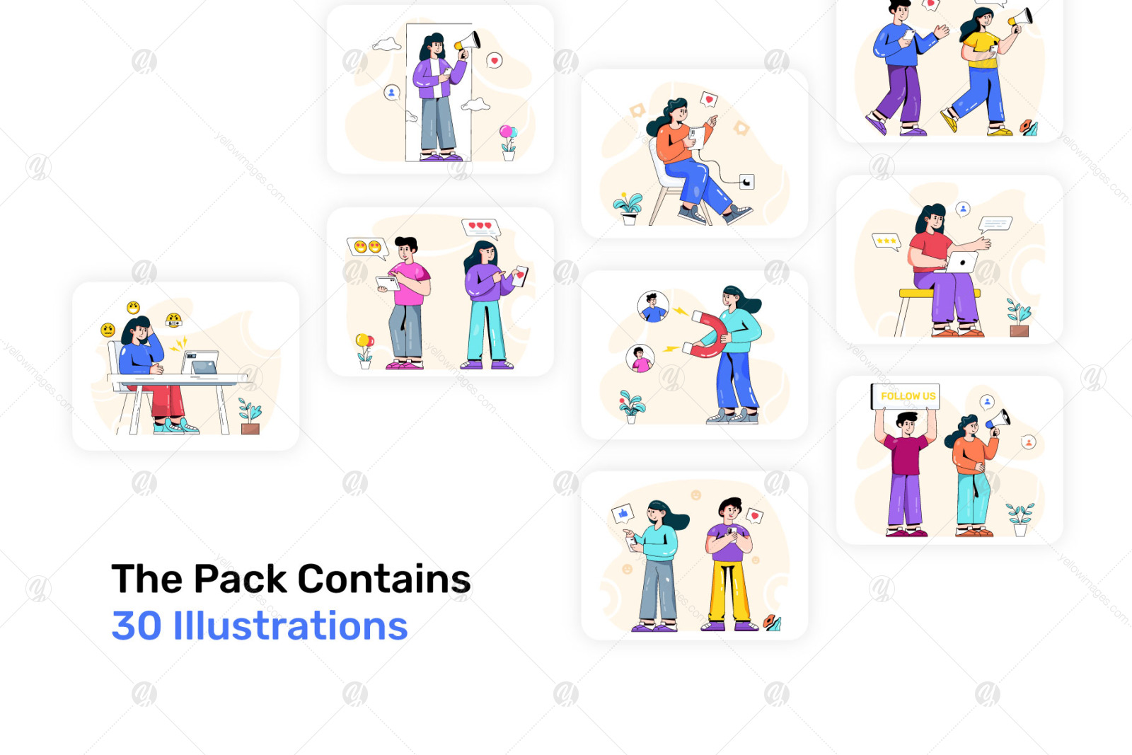 30 Trendy Social Media Illustrations 30 Trendy Social Media Illustrations