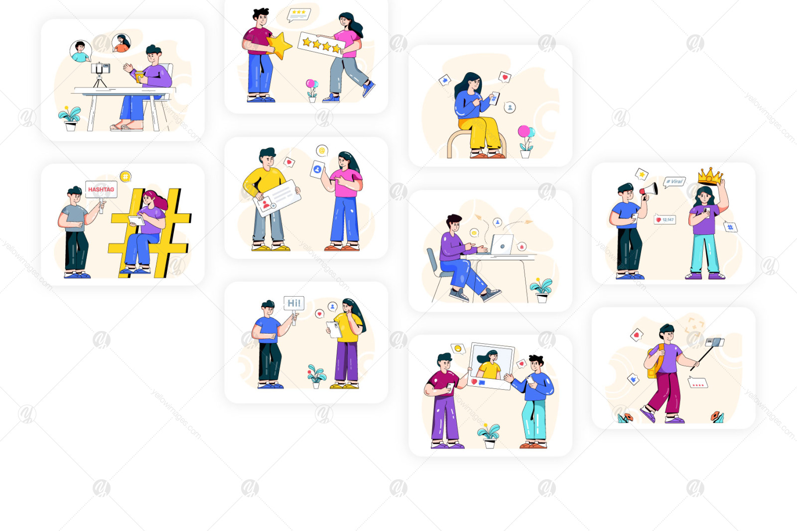30 Trendy Social Media Illustrations 30 Trendy Social Media Illustrations
