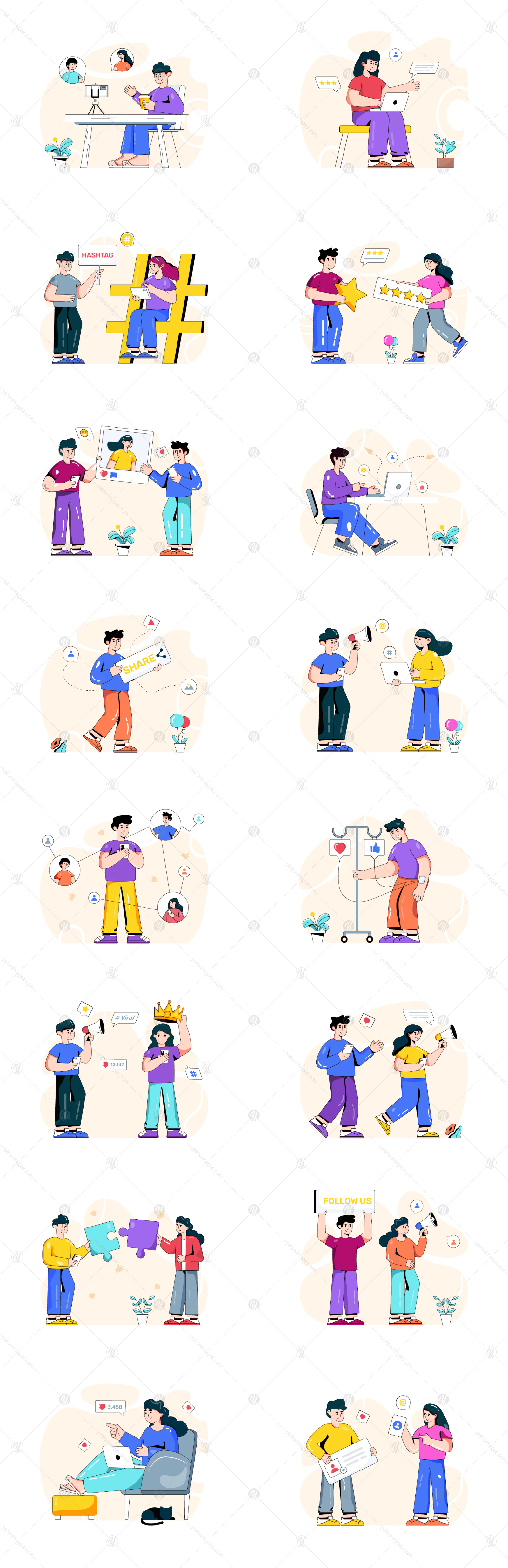 30 Trendy Social Media Illustrations 30 Trendy Social Media Illustrations