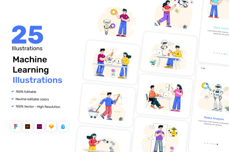25 Unique Machine Learning Illustrations - Service
