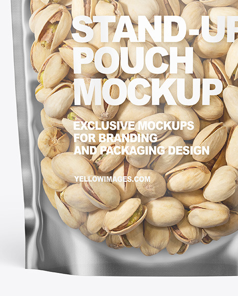 Frosted Plastic Pouch w/ Pistachios Mockup