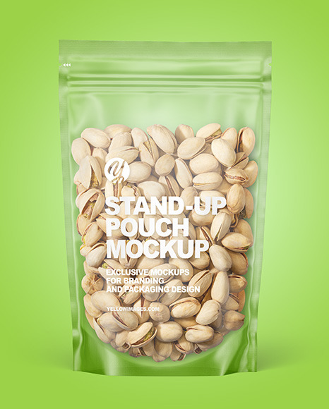 Frosted Plastic Pouch w/ Pistachios Mockup