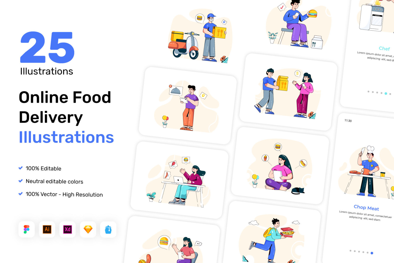 25 Online Food Delivery Illustrations