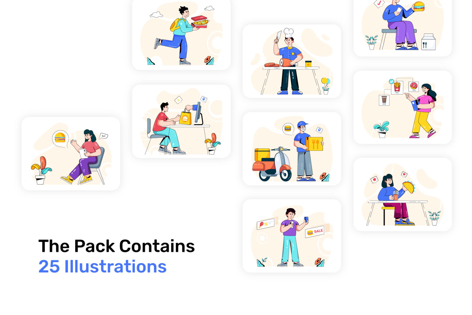 25 Online Food Delivery Illustrations 25 Online Food Delivery Illustrations