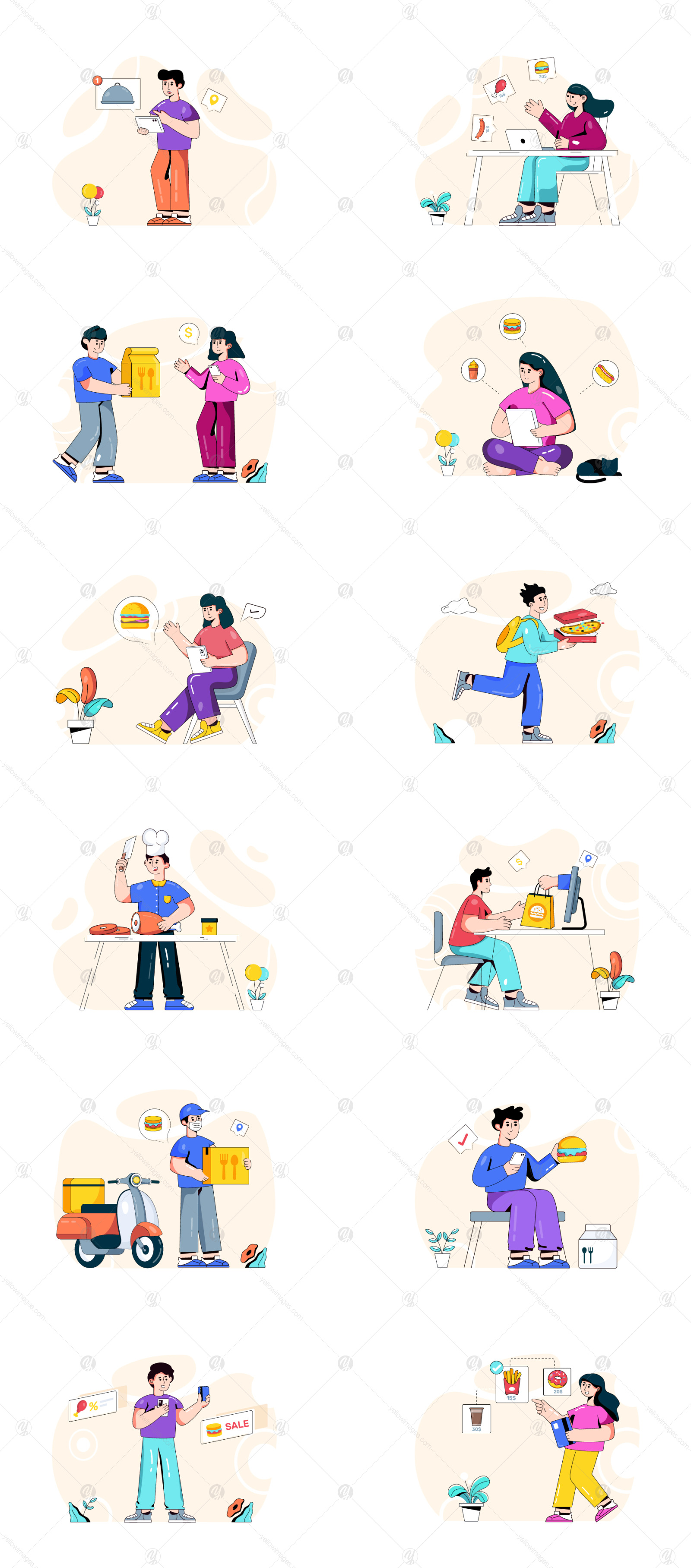 25 Online Food Delivery Illustrations 25 Online Food Delivery Illustrations