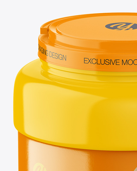 3500ml Glossy Plastic Jar Mockup - Front View (High Angle Shot)