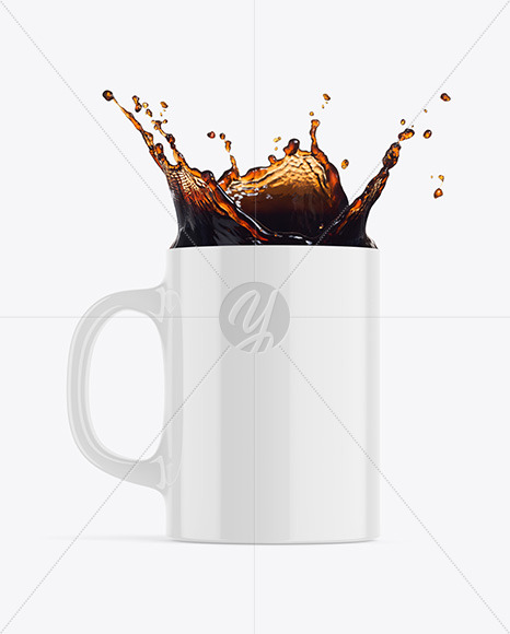 Glossy Mug w/ Coffee Splash Mockup