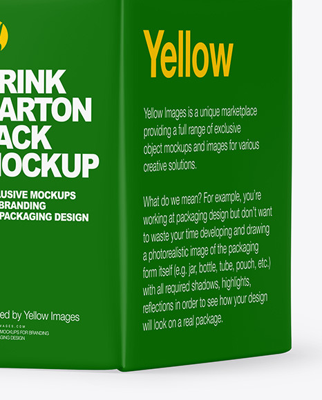 Matte Drink Carton Pack Mockup – Back View