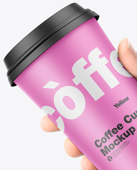 Matte Coffee Cup in a hand Mockup