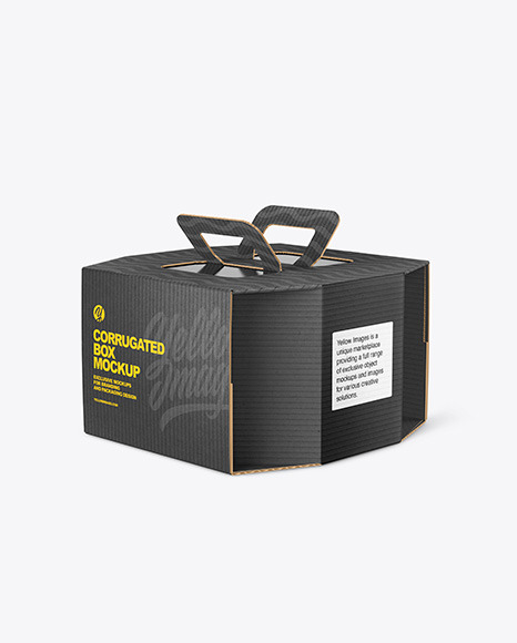 Octagonal Corrugated Box w/ Handle Mockup