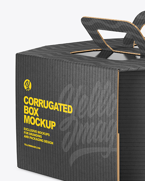 Octagonal Corrugated Box w/ Handle Mockup