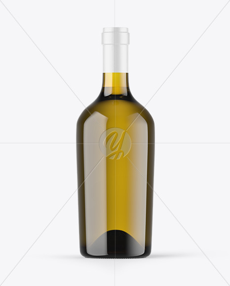 Antique Green Glass White Wine Bottle Mockup