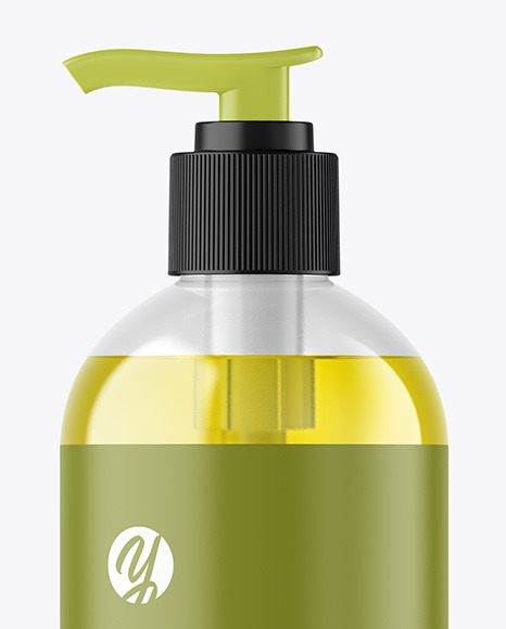 Color Liquid Cosmetic Bottle with Pump Mockup
