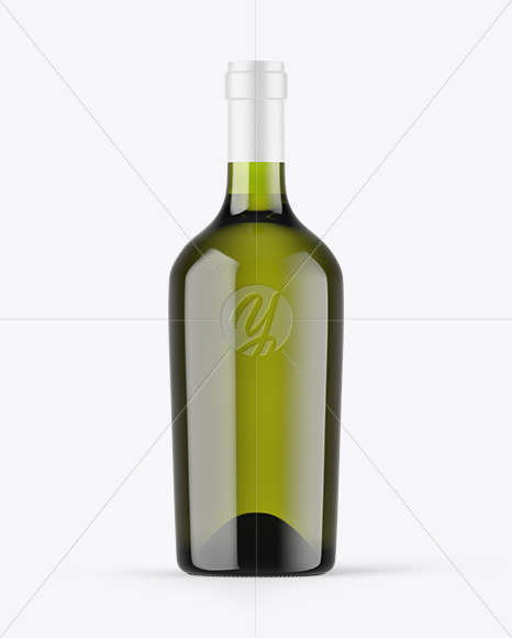 Green Glass White Wine Bottle Mockup