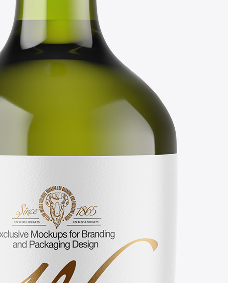 Green Glass White Wine Bottle Mockup