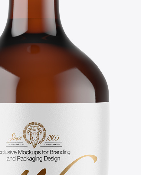 Amber Glass White Wine Bottle Mockup