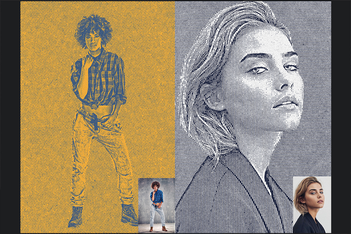 Engrave Halftone Pro Photoshop Action