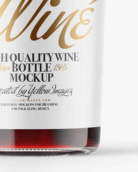 Clear Glass Red Wine Bottle Mockup