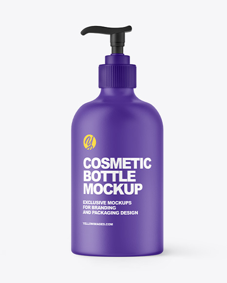 Matte Cosmetic Bottle with Pump Mockup - Plastic bottle mockup