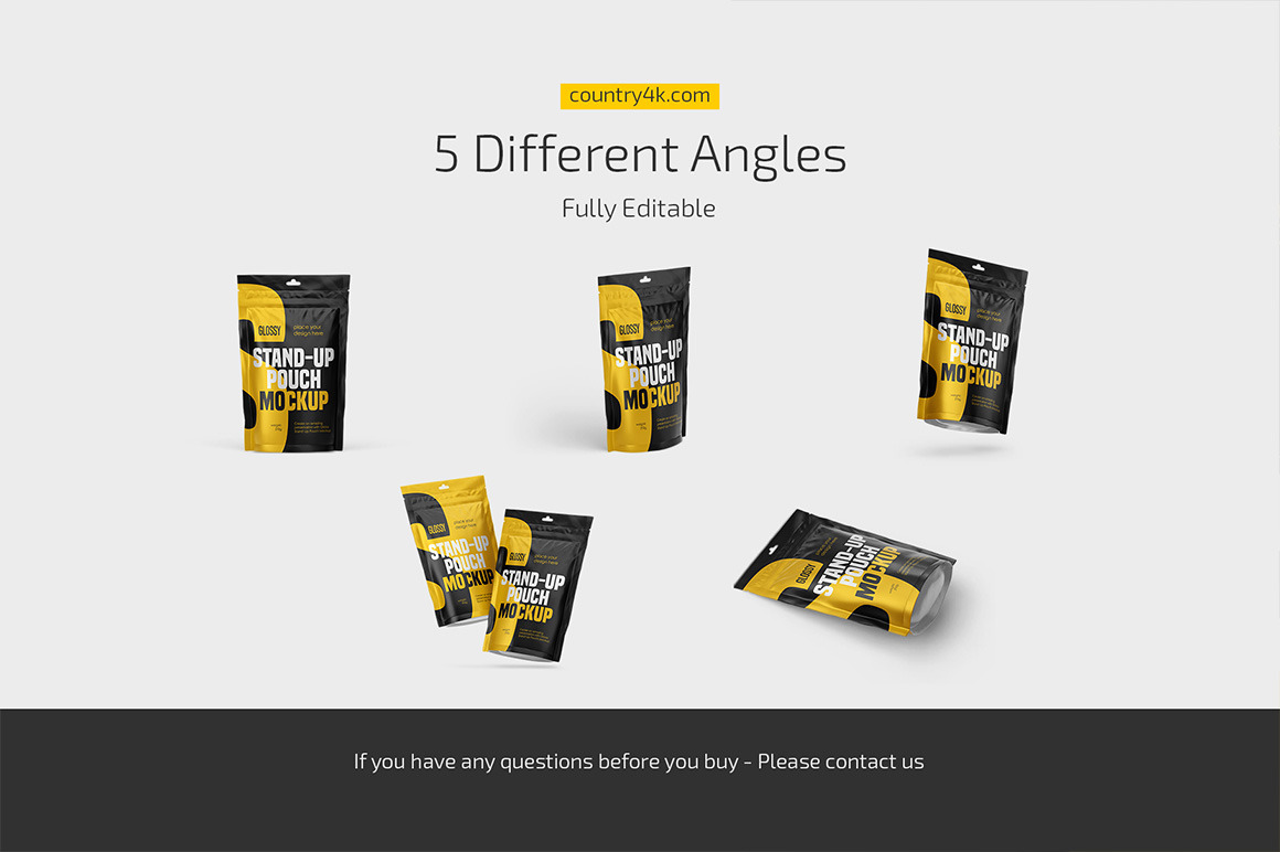 Glossy Stand-Up Pouch Mockup Set Glossy Stand-Up Pouch Mockup Set