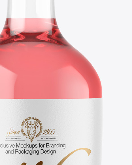 Clear Glass Pink Wine Bottle Mockup