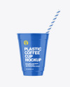 Glossy Coffee Cup with Straw Mockup