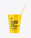 Glossy Coffee Cup with Straw Mockup