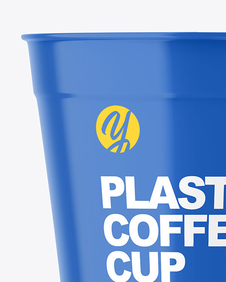 Glossy Coffee Cup with Straw Mockup