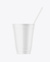 Matte Coffee Cup with Straw Mockup