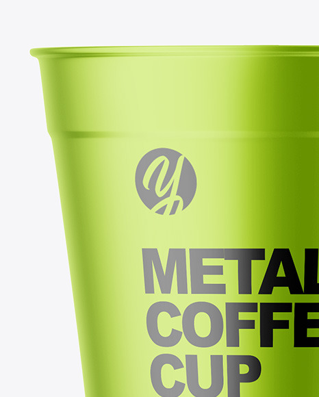 Metallized Coffee Cup with Plastic Straw Mockup