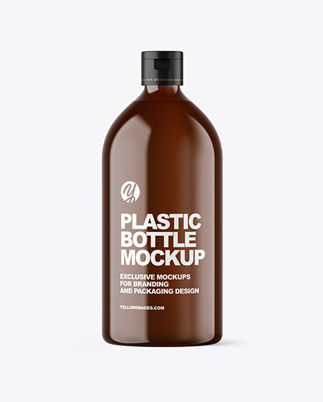 Amber Plastic Bottle Mockup