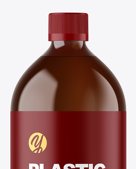 Amber Plastic Bottle Mockup