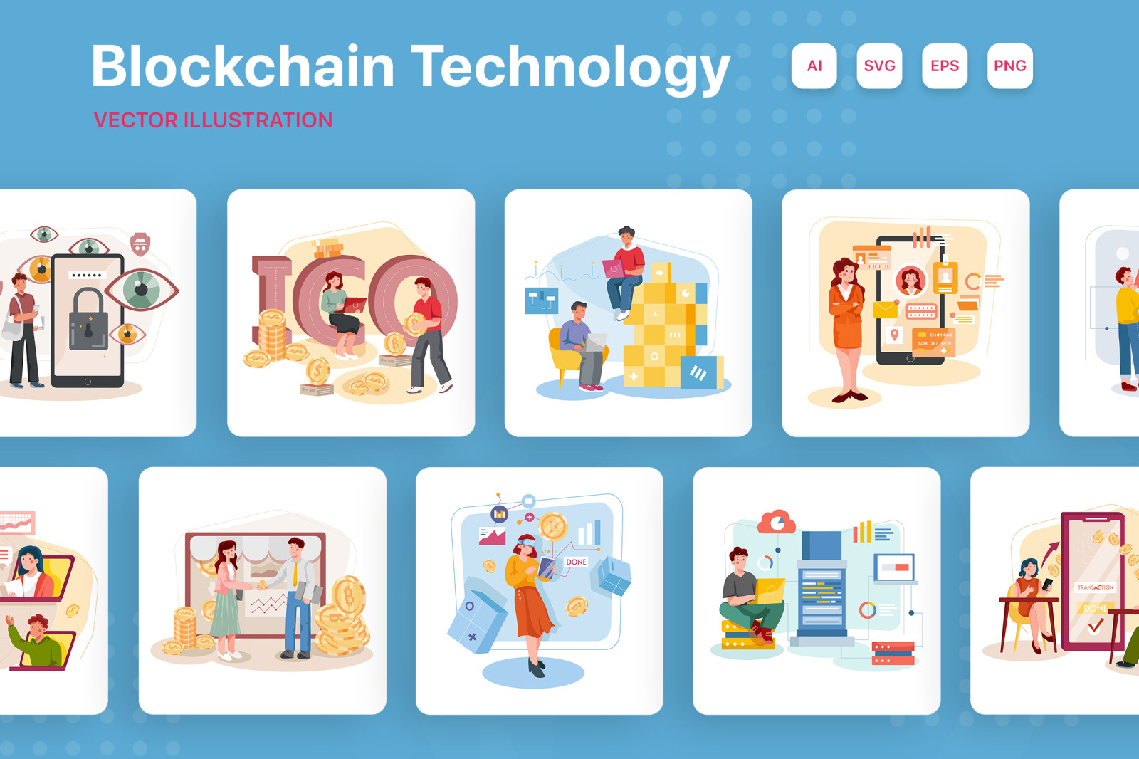M288_ Blockchain Technology Illustrations M288_ Blockchain Technology Illustrations