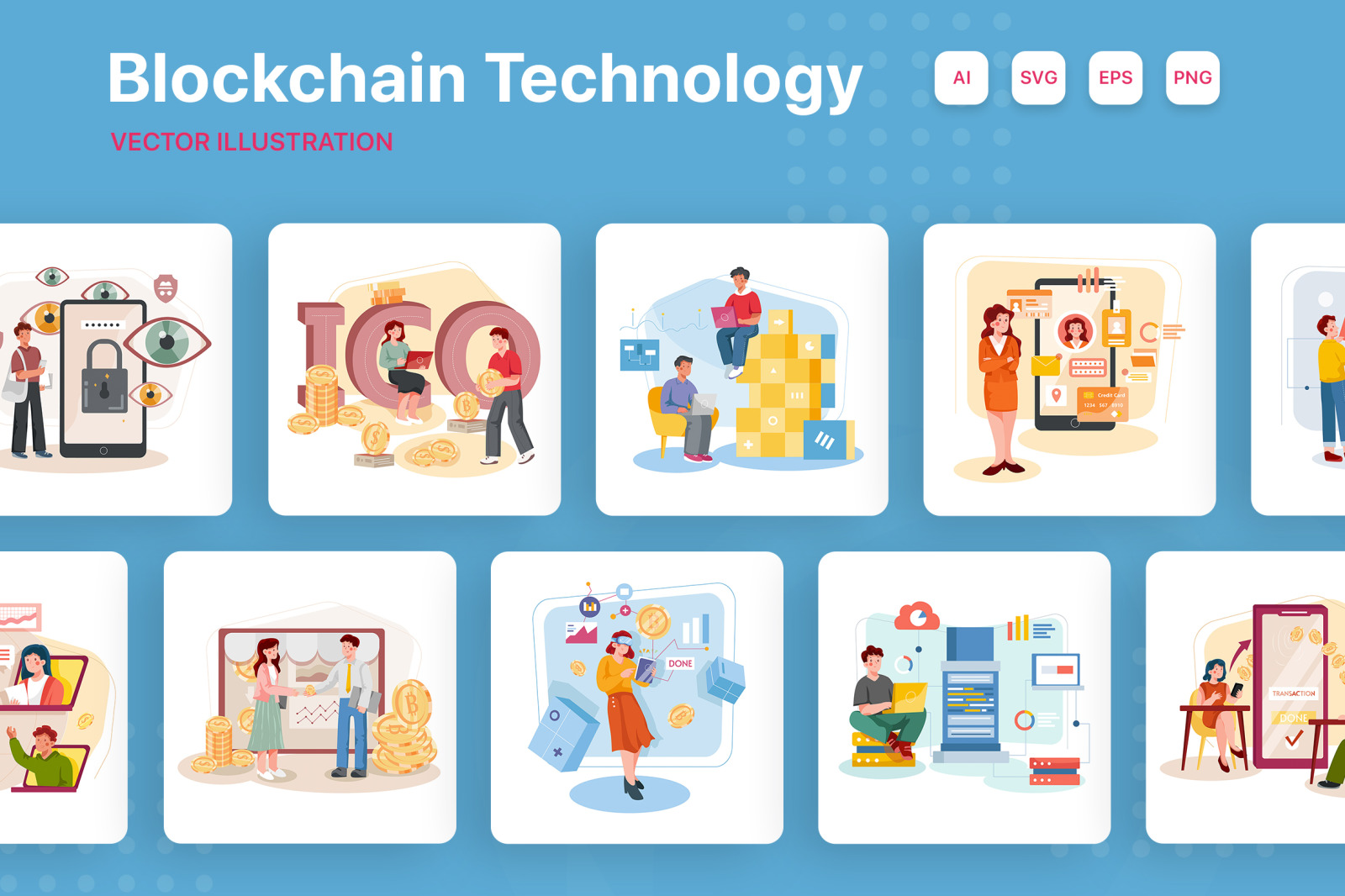 M288_ Blockchain Technology Illustrations