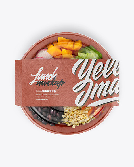 Paper Bowl With Vegan Meal Mockup