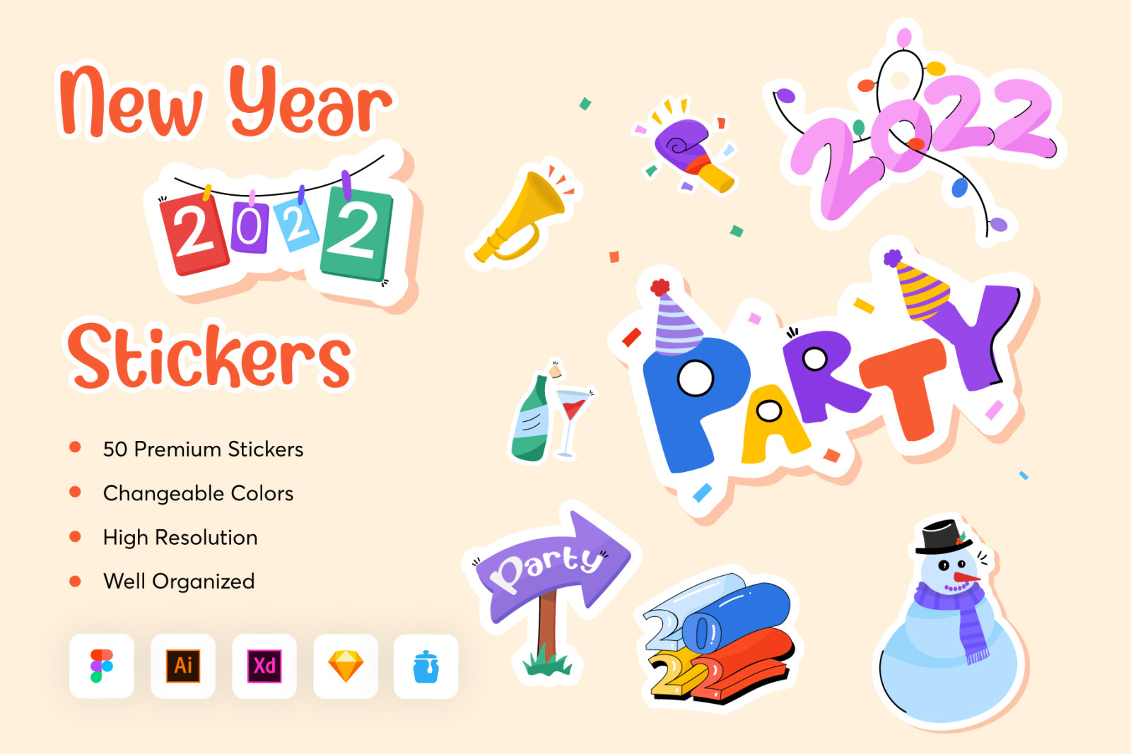 50 New Year 2022 Stickers 50 New Year 2022 Stickers