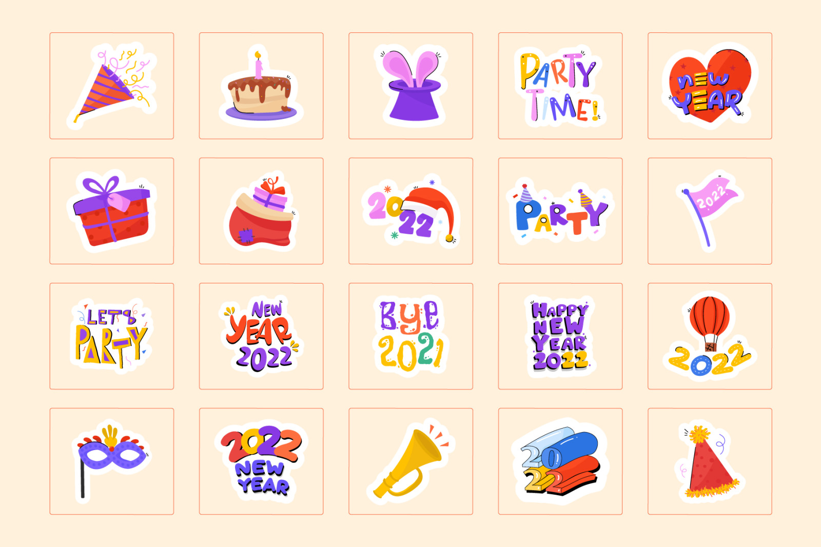 50 New Year 2022 Stickers