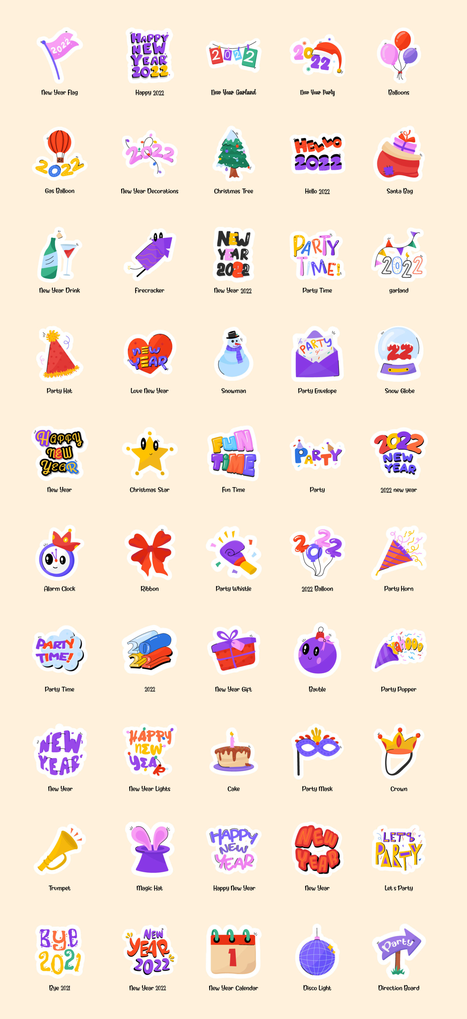 50 New Year 2022 Stickers 50 New Year 2022 Stickers
