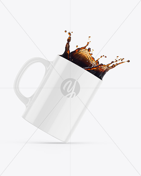 Glossy Mug w/ Coffee Splash Mockup