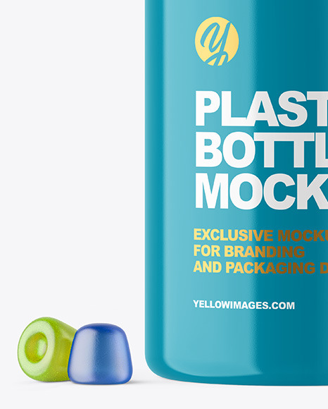 Frosted Plastic Bottle with Gummies Mockup