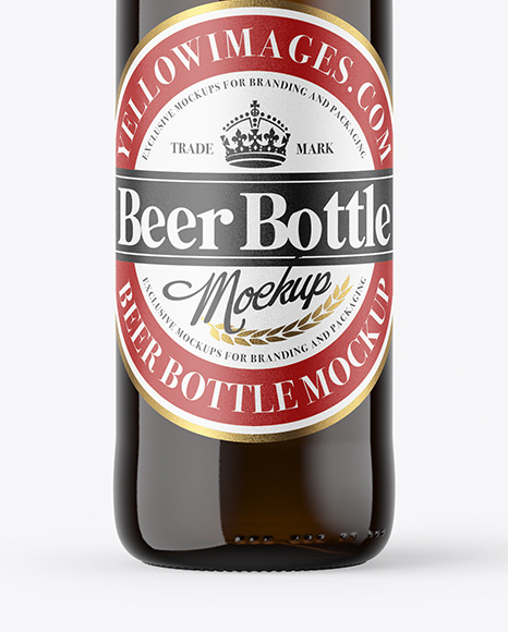 Dark Amber Glass Beer Bottle Mockup