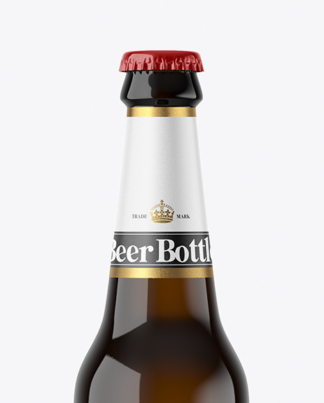 Dark Amber Glass Beer Bottle Mockup