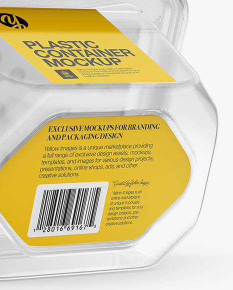 Transparent Plastic Container Mockup - Back Half Side View