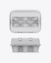 6 Eggs Carton Safe Pack Mockup - Top, Front & Back Views