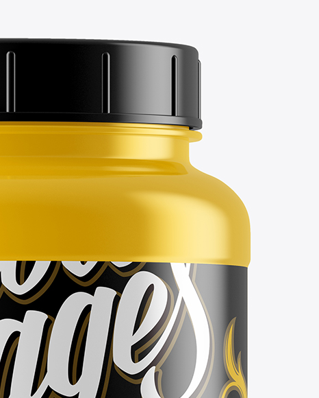 Glossy Plastic Protein Jar Mockup