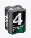 4 Cans in Matte Shrink Wrap Mockup - Half Side View (High Angle Shot)