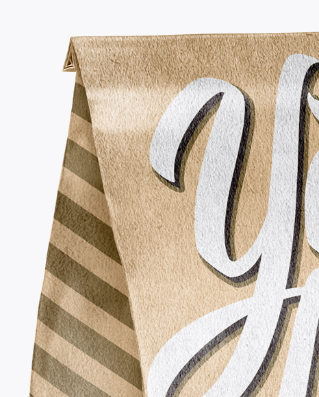 Glossy Kraft Paper Bag Mockup - Half Side View