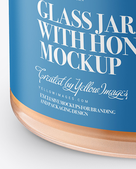 Glass Jar with Honey Mockup - Front View (High Angle Shot)