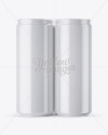 4 Glossy Cans in Shrink Wrap Mockup - Front View